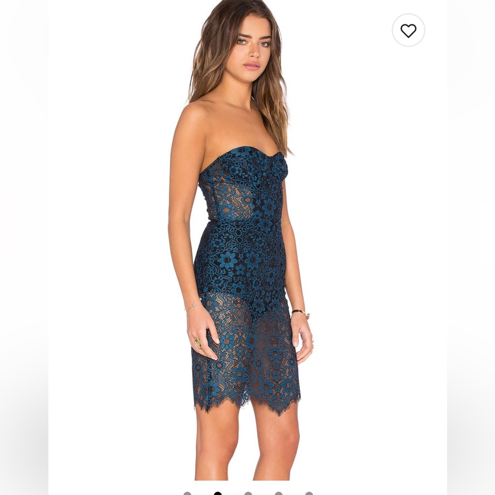 For Love & Lemons Sophia Bustier Dress in blue and black NWT - Picture 3 of 10